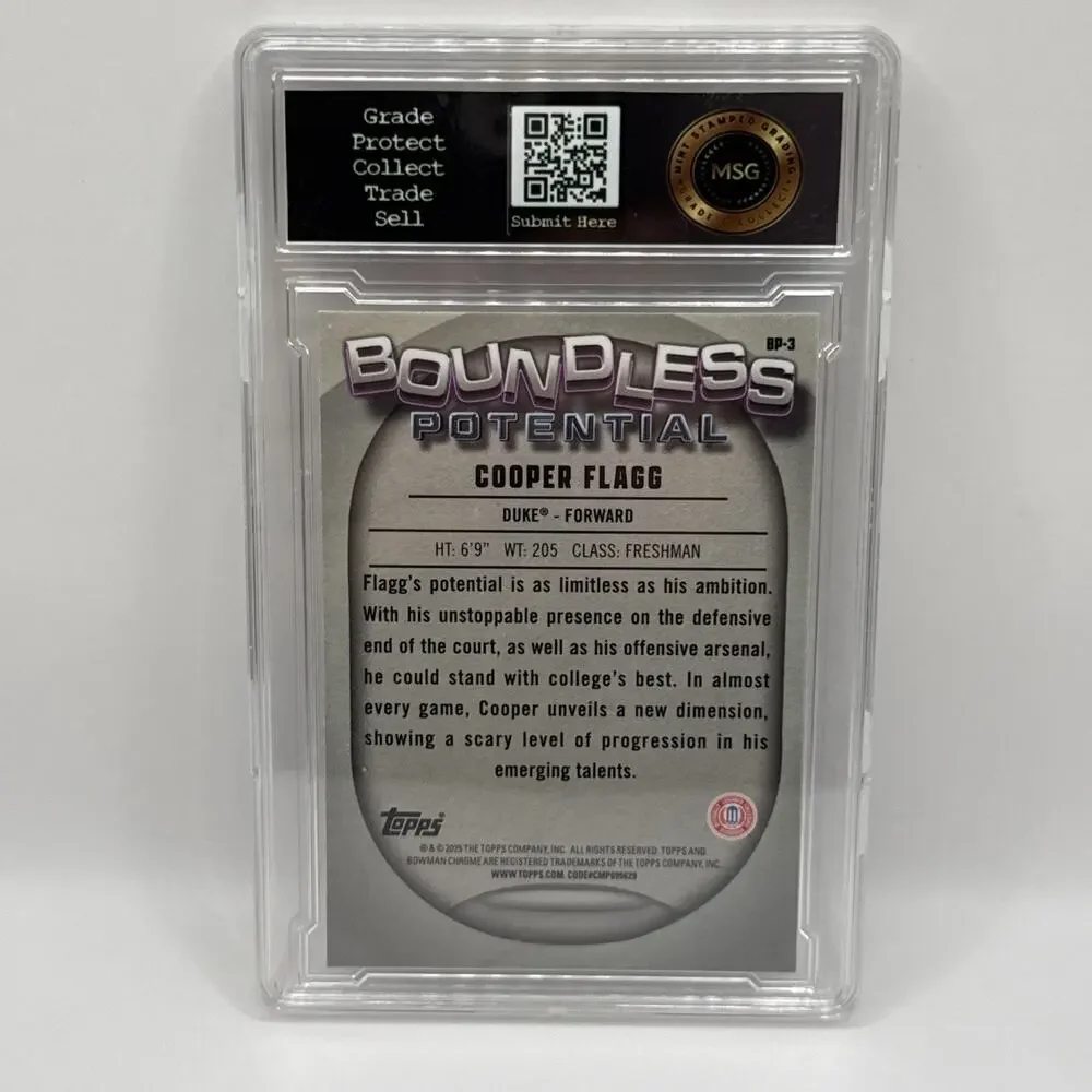 2024 BOWMAN CHROME UNIVERSITY BOUNDLESS POTENTIAL #BP3 COOPER FLAGG GRADED 9